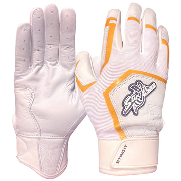 Sting Squad White Gold Batting Gloves
